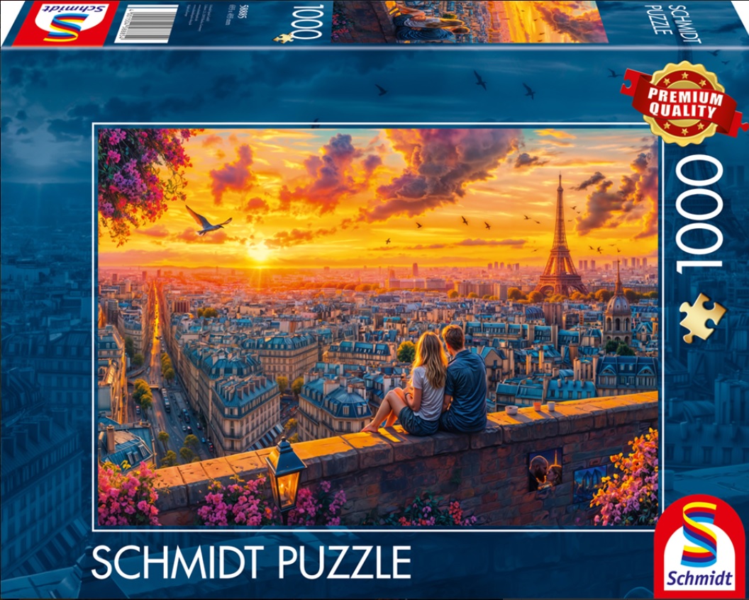 Puzzle Schmidt din 1000 piese - Șoapte de pe acoperișurile Parisului