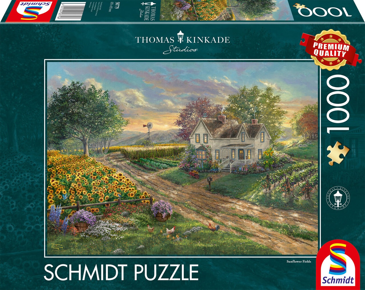 Puzzle Schmidt din 1000 de piese - Câmpuri de floarea-soarelui