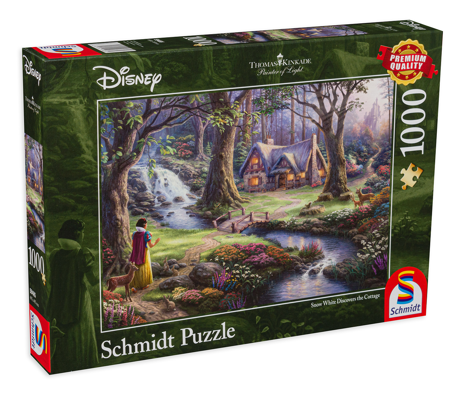 Puzzle Schmidt din 1000 de piese - Alba ca Zapada gaseste casuta in padure, Thomas Kinkade