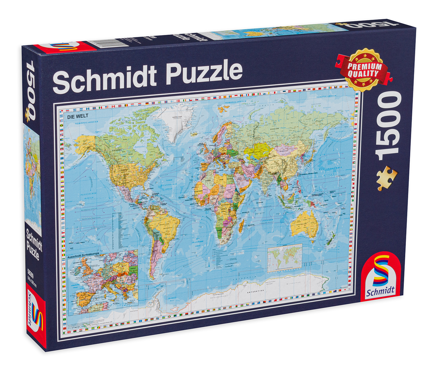 Puzzle Schmidt din 1500 de piese - Harta lumii, in germana