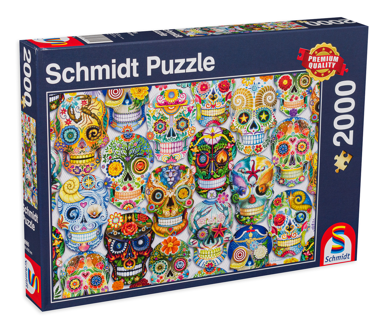 Puzzle Schmidt din 2000 de piese - Cranii cu flori