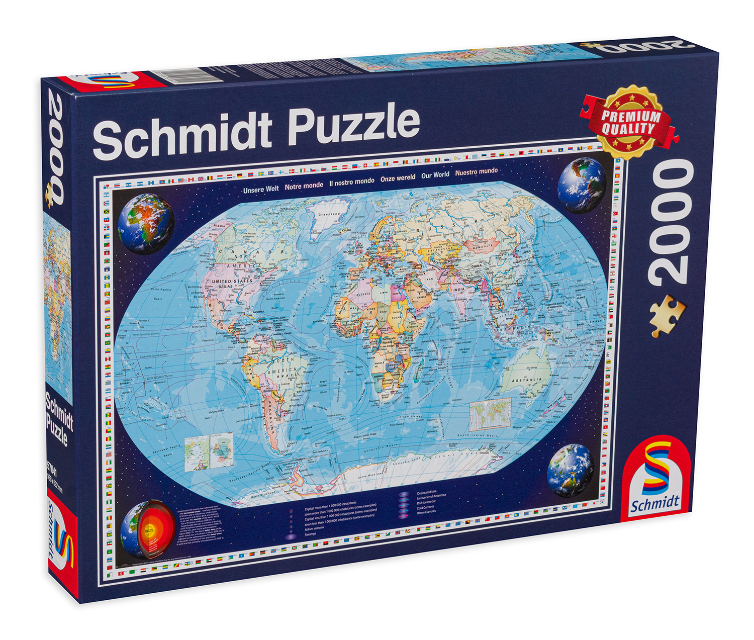 Puzzle Schmidt din 2000 de piese - Harta lumii
