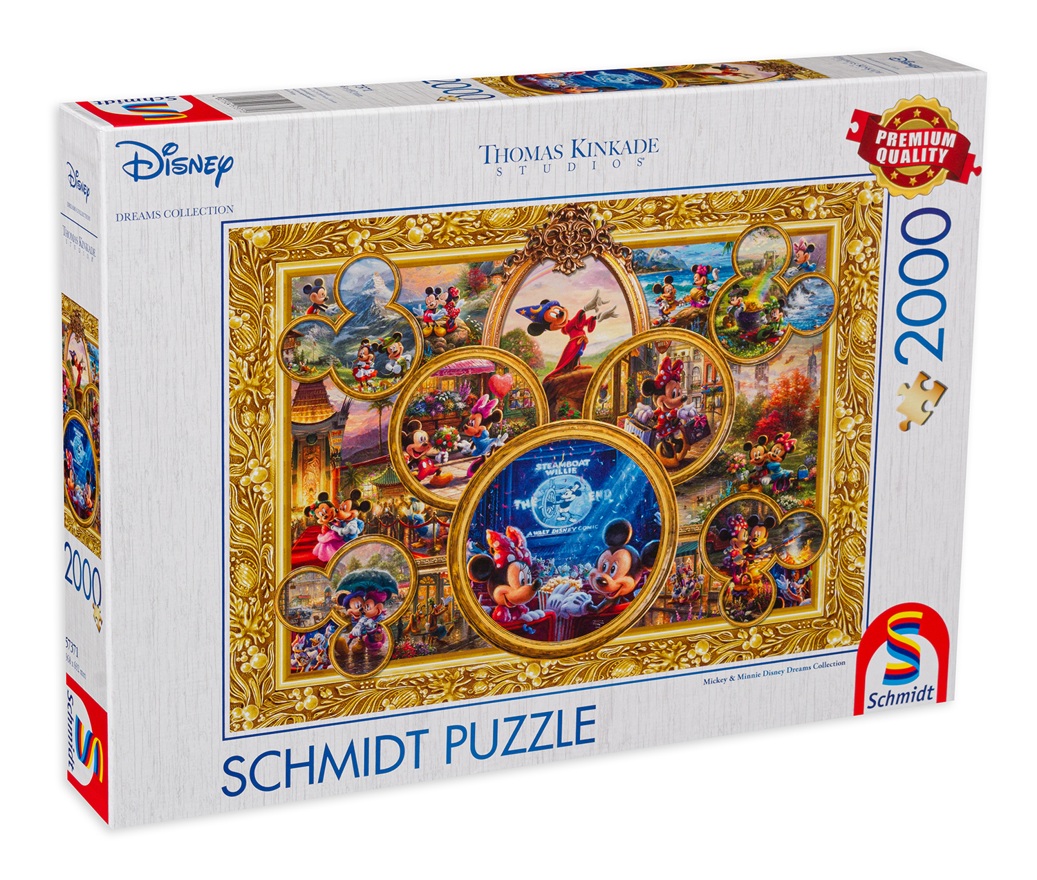 Puzzle Schmidt din 2000 de piese - Mickey și Minnie, colaj de vis, tip 2