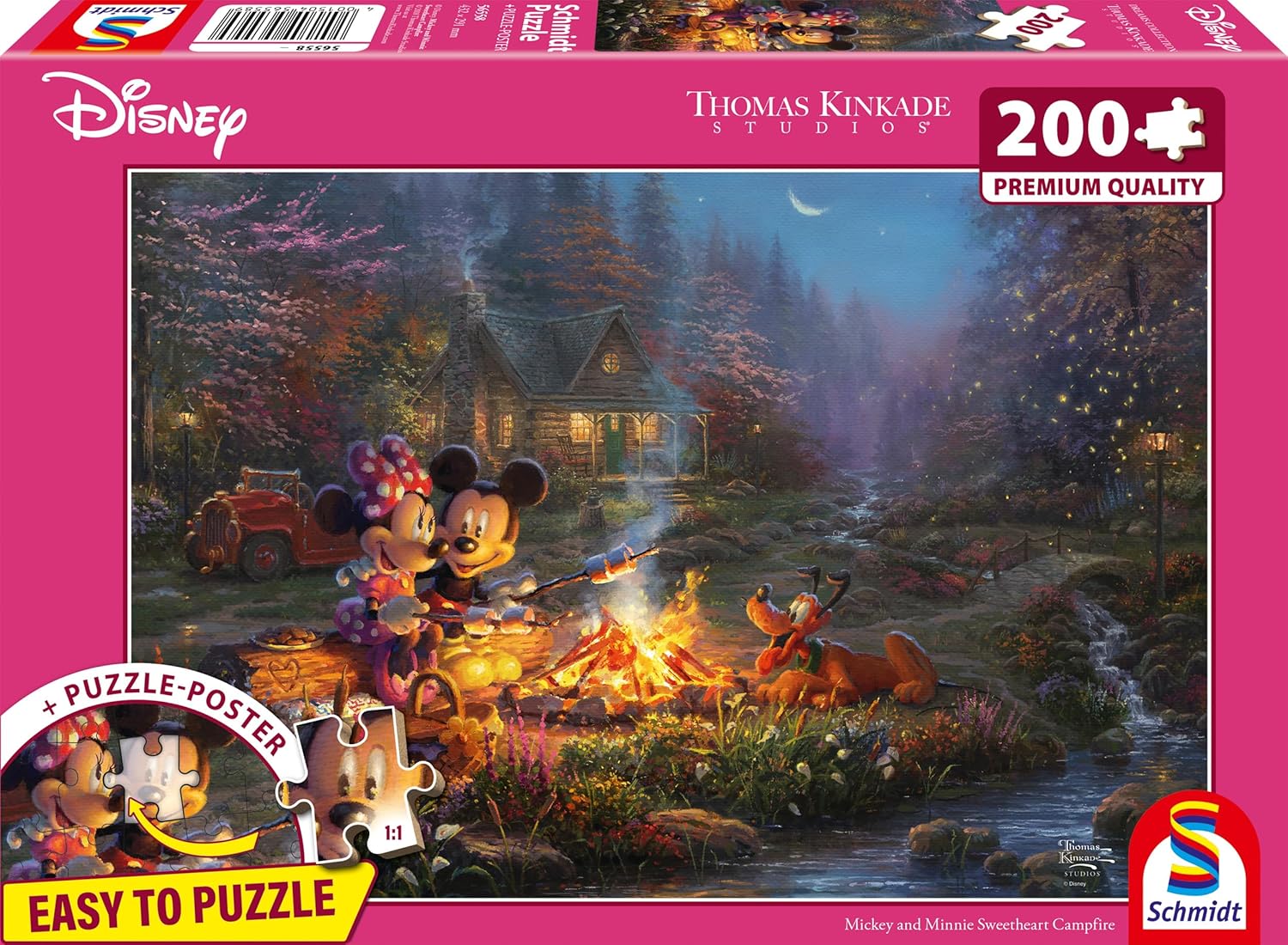 Puzzle Schmidt din 200 piese - Mickey și Minnie lângă focul de tabără