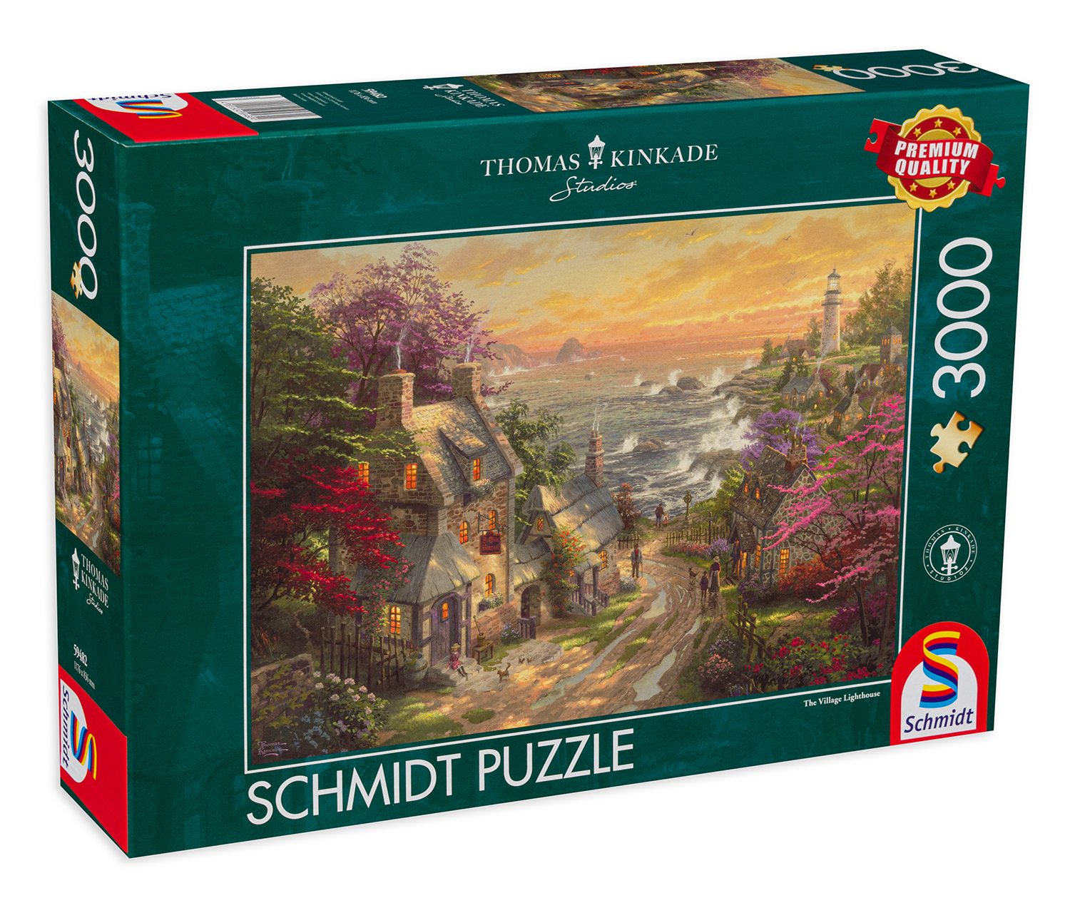 Puzzle Schmidt din 3000 de piese - Farul din sat, Thomas Kinkade