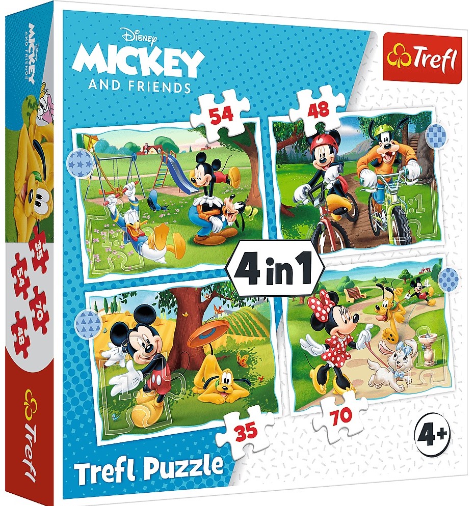 Puzzle Trefl 4 in 1 - O zi frumoasa pentru Mickey Mouse