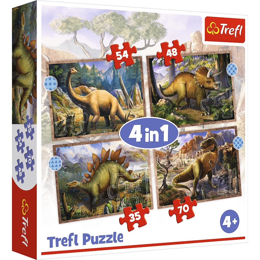 Puzzle Trefl 4 in 1 -  Dinozauri interesanti