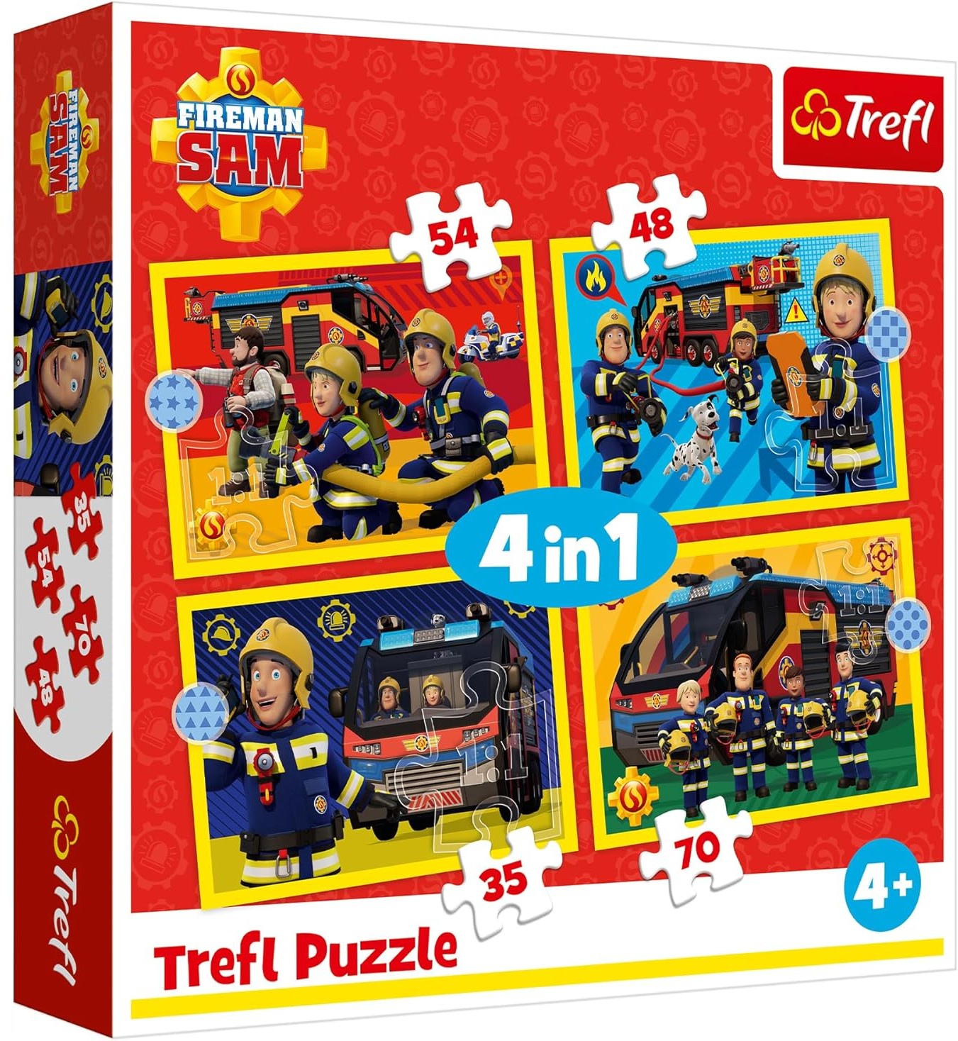 Puzzle Trefl 4 în 1 - Pompierul Sam în serviciu