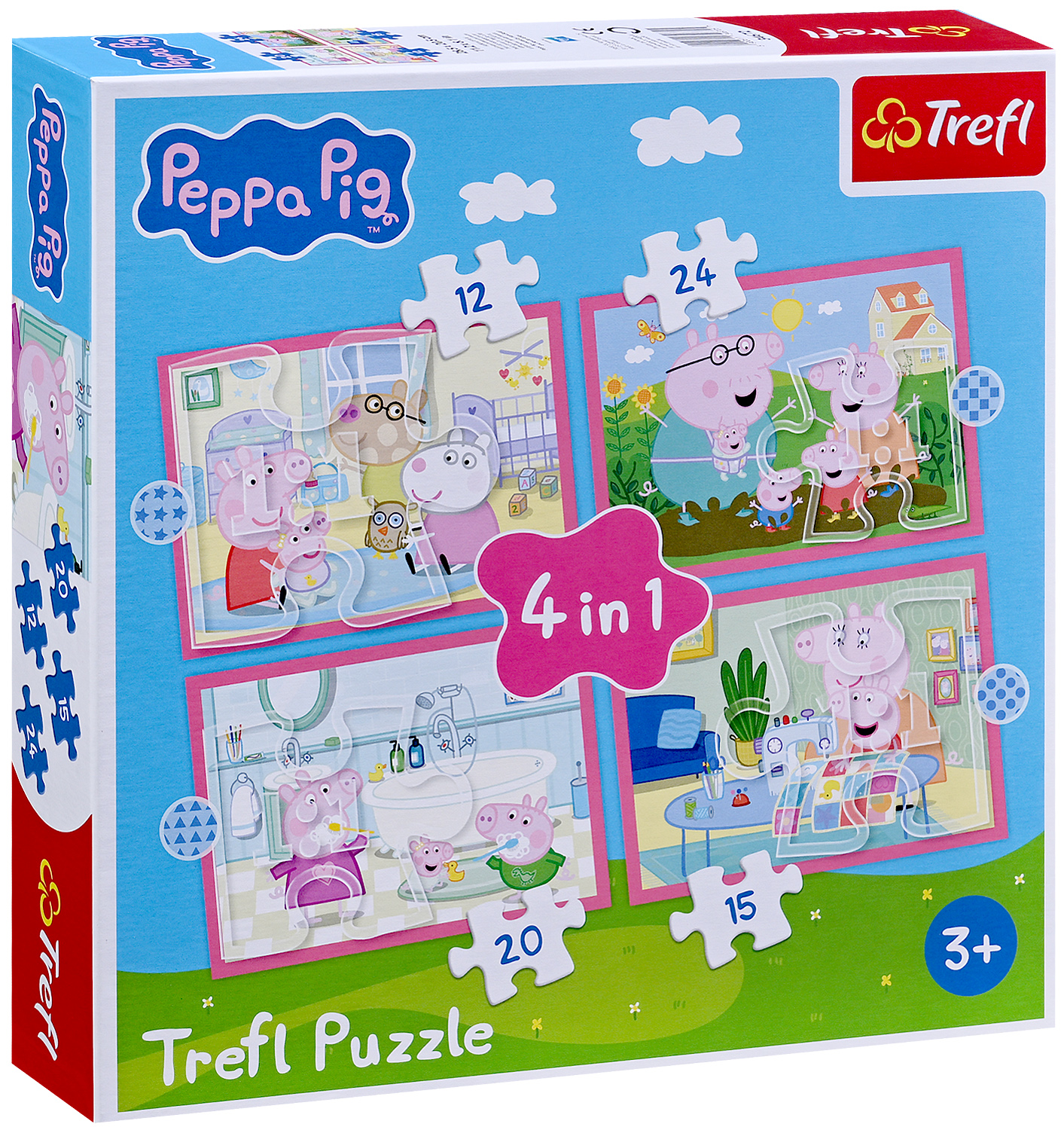 Puzzle Trefl 4 în 1 - Peppa Purcelușă iubește aventurile