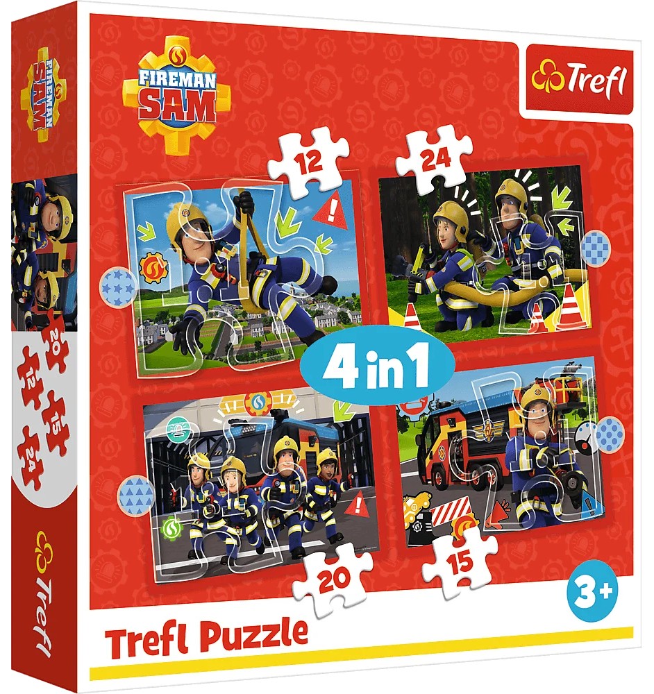 Puzzle Trefl 4 in 1 - Aventurile lui Pompierul Sam