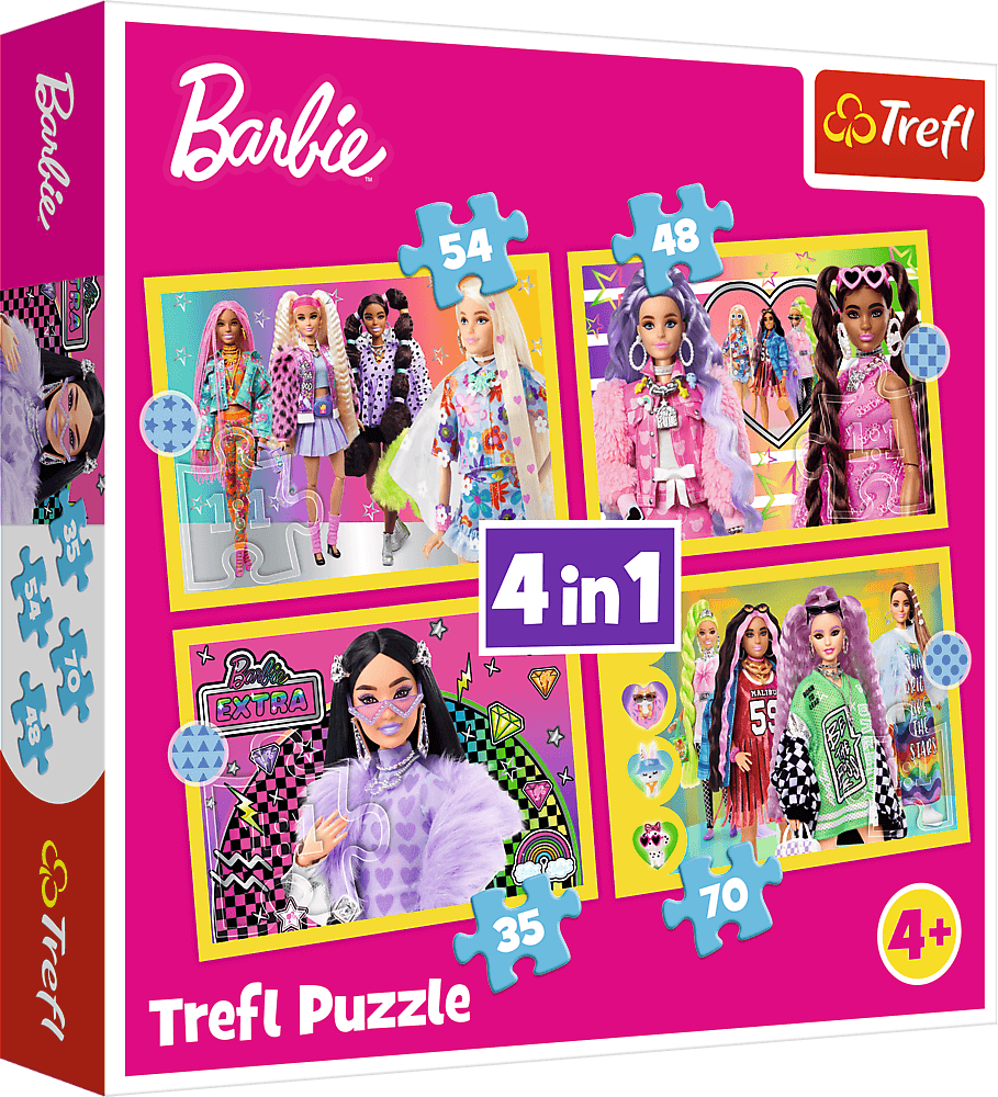 Puzzle Trefl 4 în 1 - Lumea fericită a lui Barbie