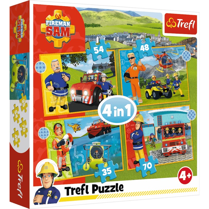 Puzzle Trefl 4 in 1 -  Viteazul pompier Sam