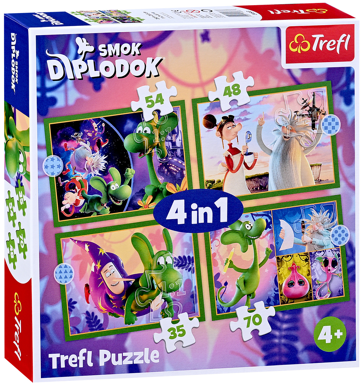 Puzzle Trefl 4 în 1 - Lumea micului dinozaur Diplodocus