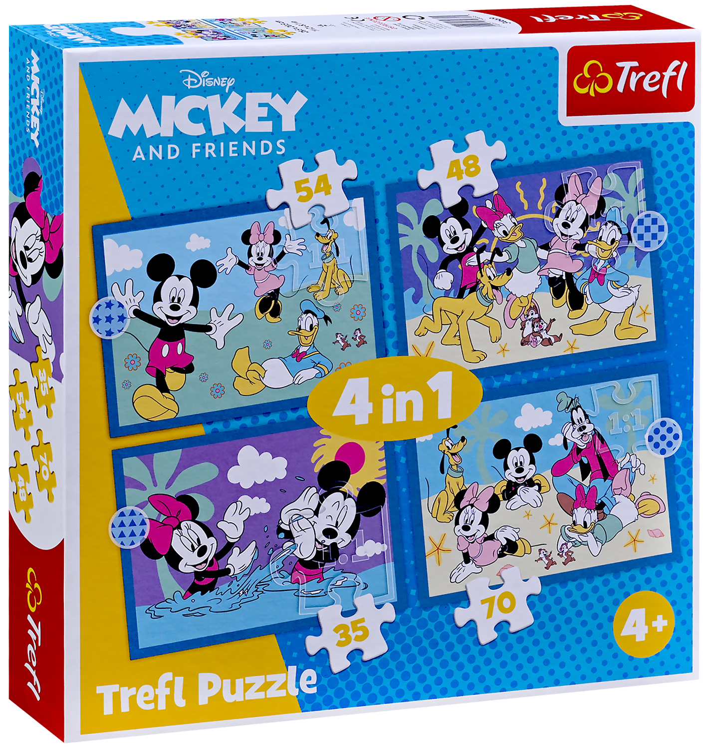 Puzzle Trefl 4 în 1 - Incidente amuzante cu Mickey Mouse