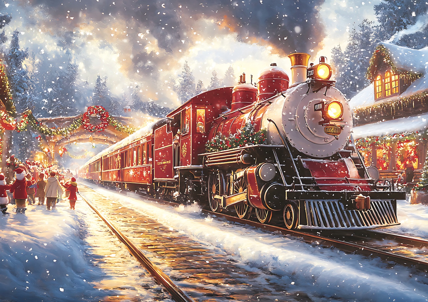 Puzzle Trefl din 1000 piese - Trenul de Crăciun