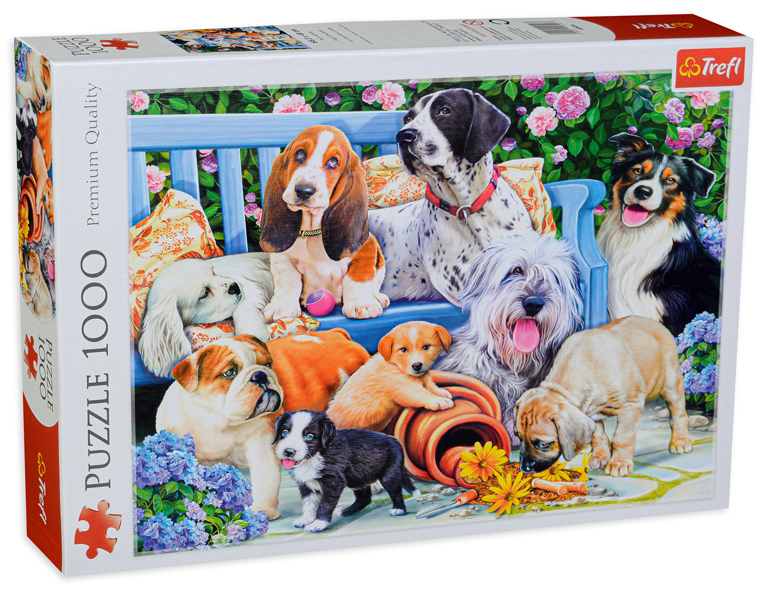 Puzzle Trefl din 1000 de piese - Catei in gradina, Daniela Pirola