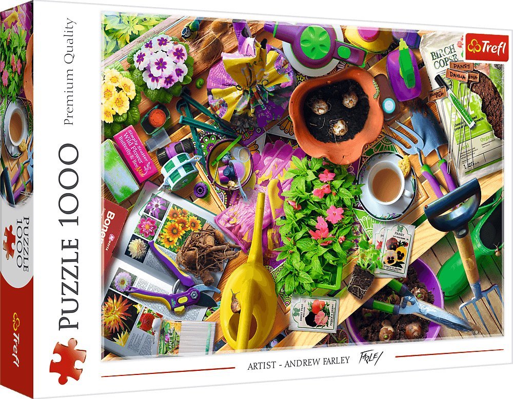 Puzzle Trefl din 1000 piese - Curățenie în grădina