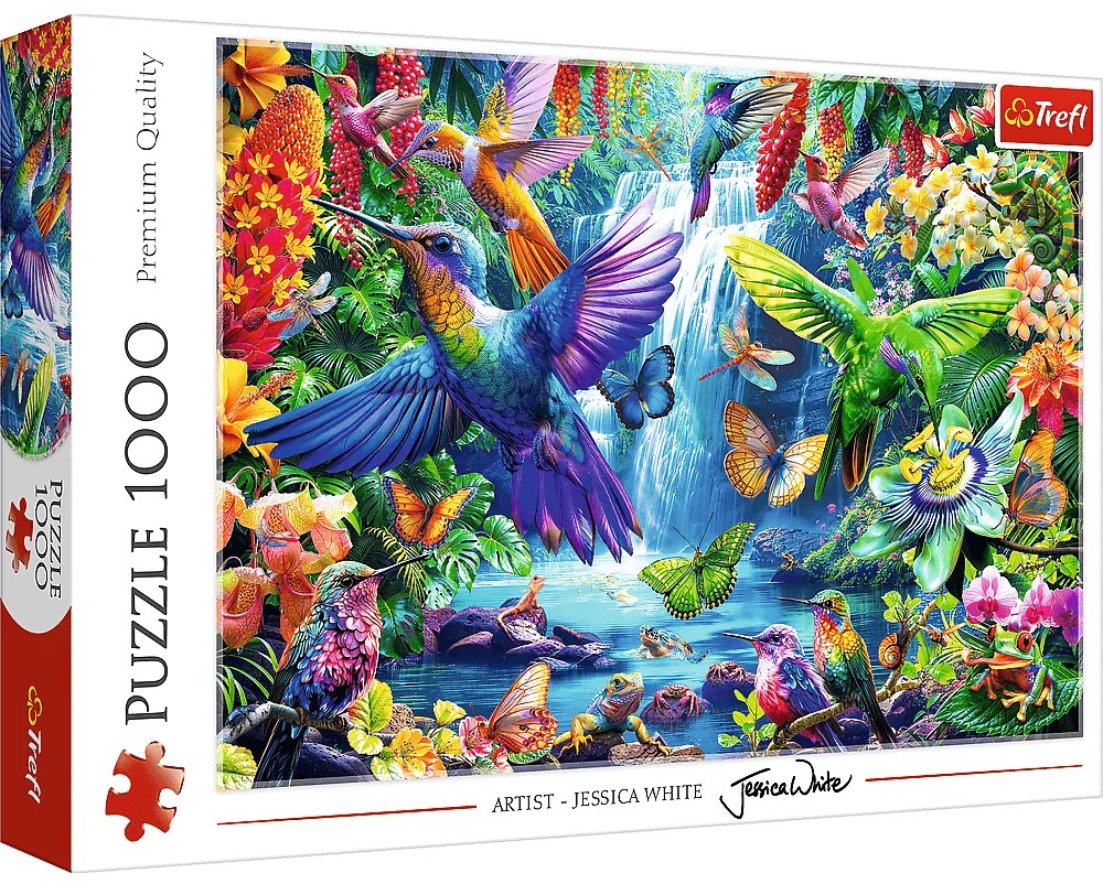 Puzzle Trefl de la  1000 piese - Păsări colibri tropicale