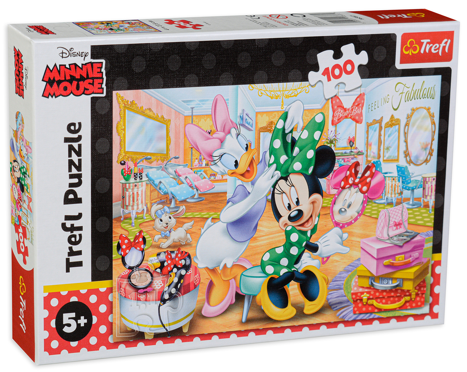 Puzzle Trefl din 100 de piese - Minie Mouse si salonul de infrumusetare