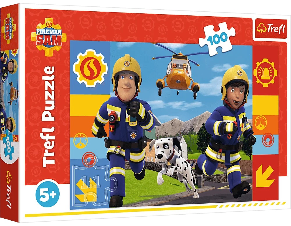 Puzzle Trefl din 100 piese- Pompierul Sam ajută mereu