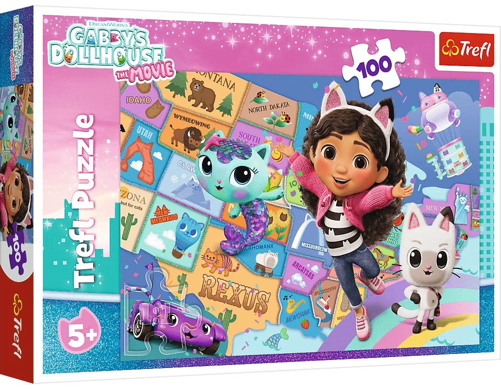 Puzzle Trefl din 100 piese - Prietenia în casa pisicii