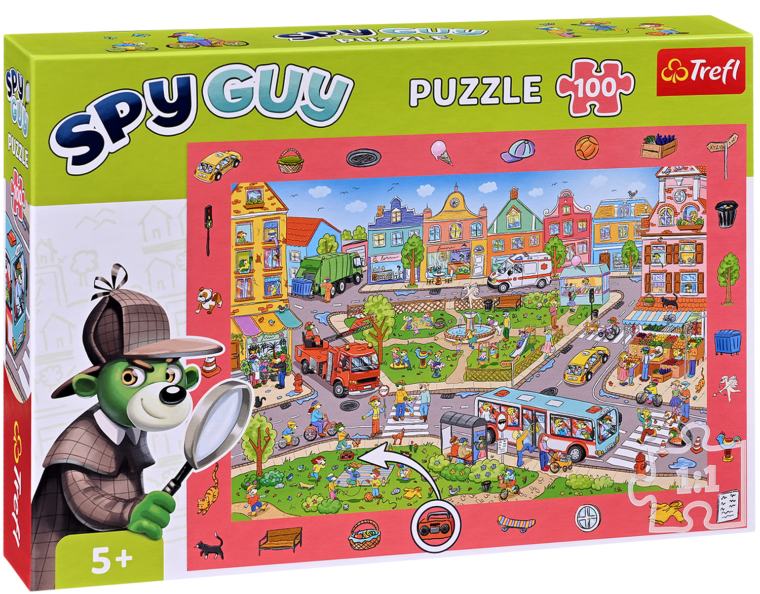 Puzzle Trefl din 100 de piese - Spy Guy, Orașul