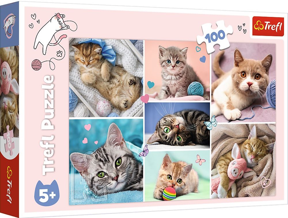 Puzzle Trefl din 100 de piese - In lumea pisicilor