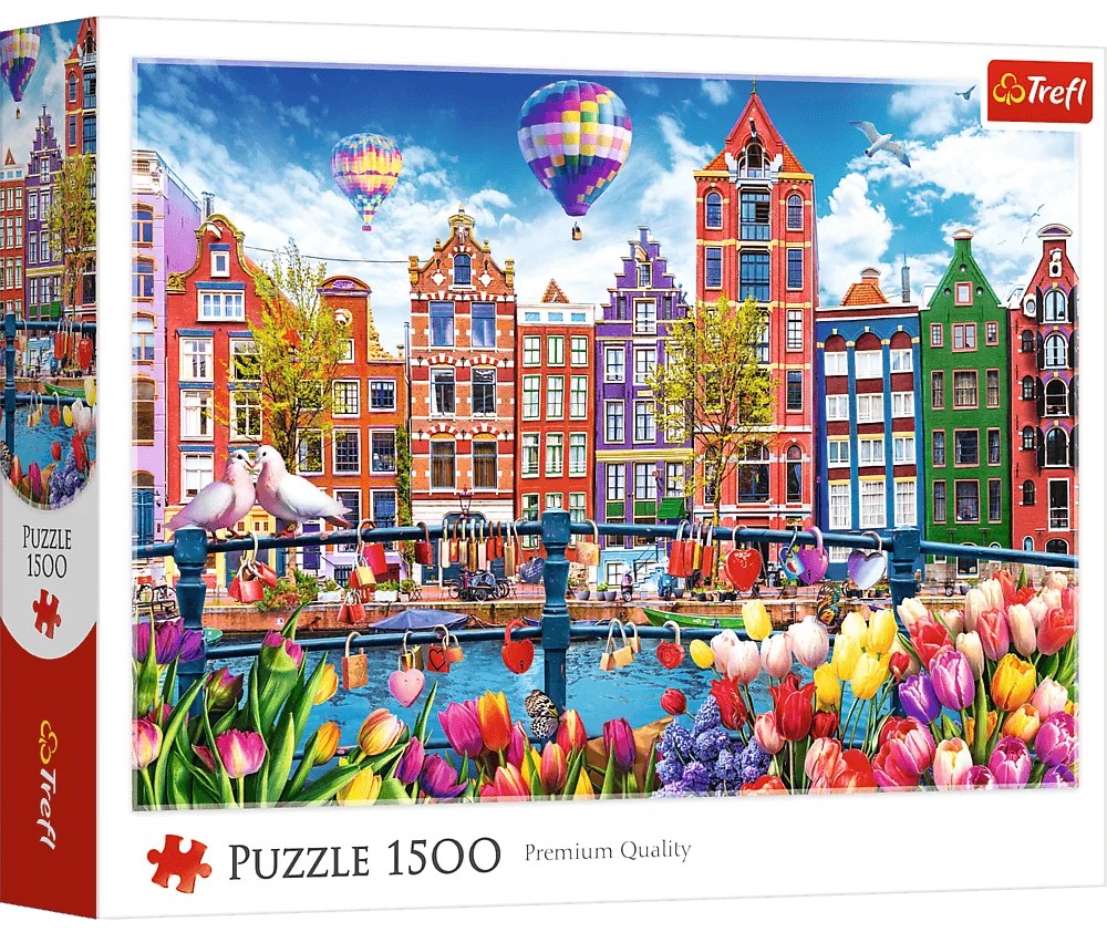 Puzzle Trefl din  1500 piese - Amsterdamul colorat