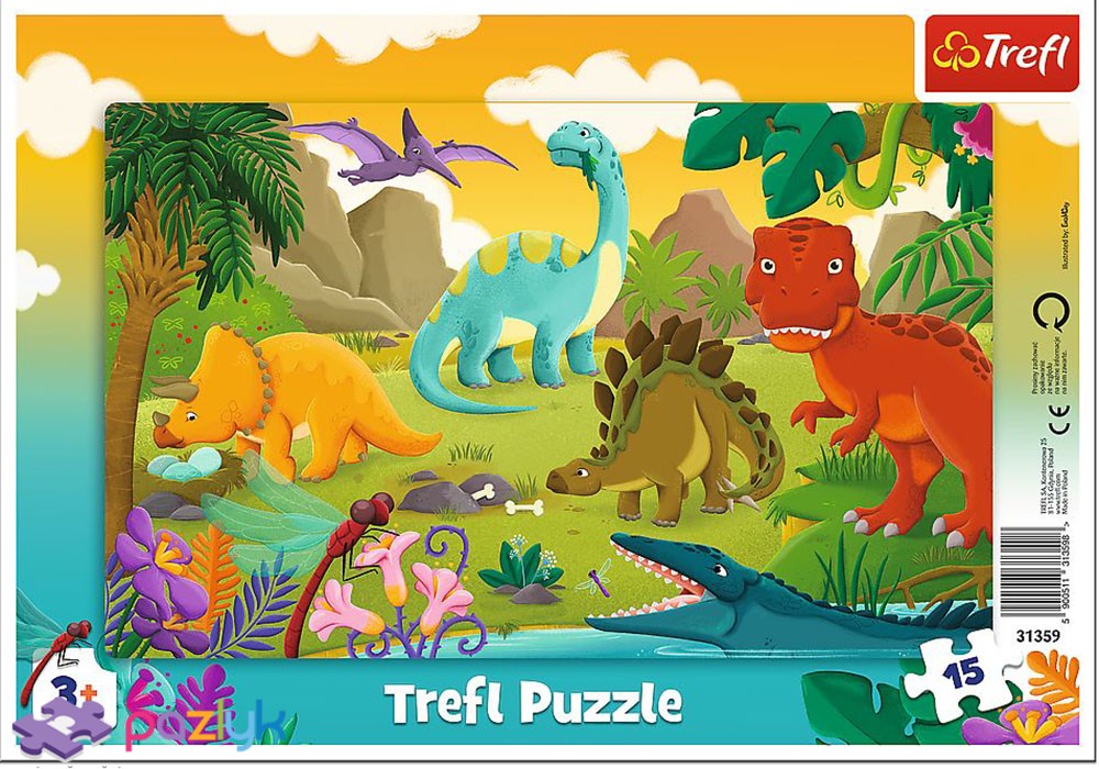 Puzzle Trefl de 15 piese - Dinozauri