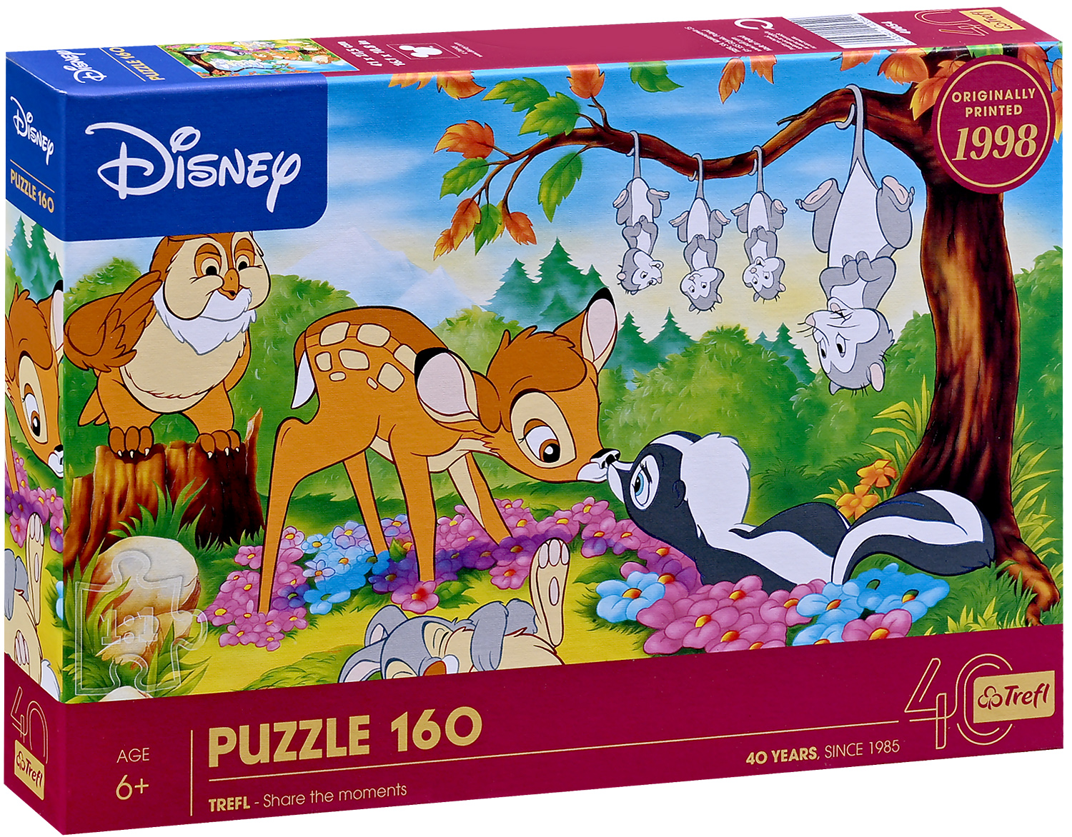 Puzzle Trefl din 160 piese - Bambi și prietenii din pădurii