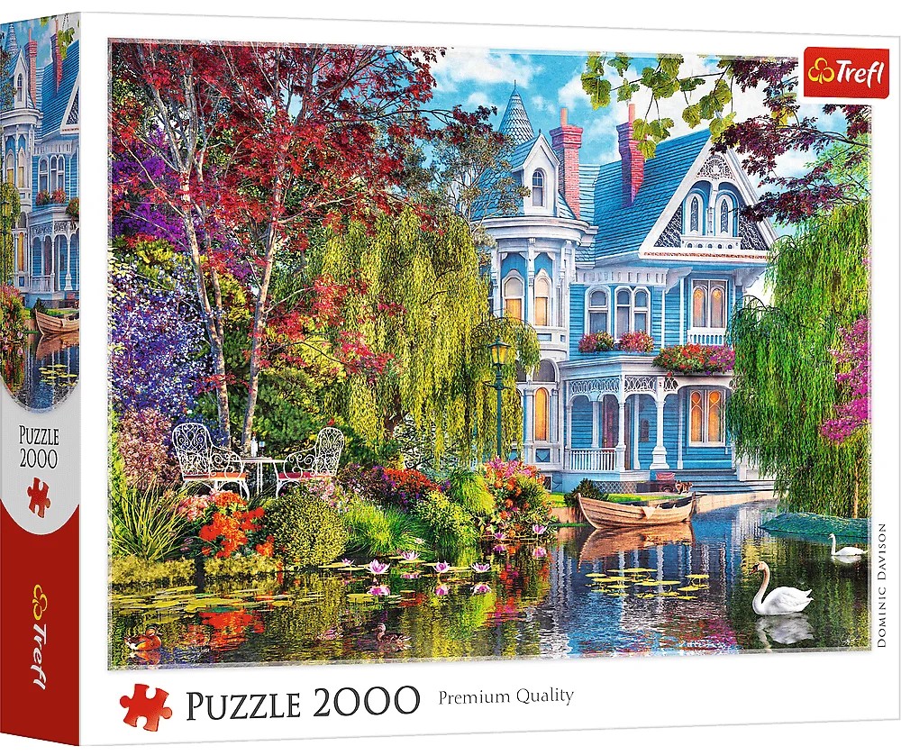 Puzzle Trefl din  2000 piese - Casă lângă lac
