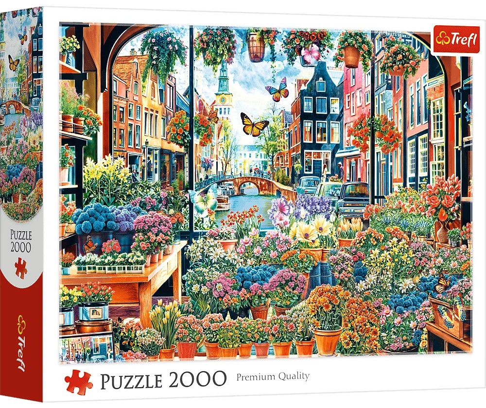 Puzzle Trefl din 2000 piese - Magazin de flori în Amsterdam
