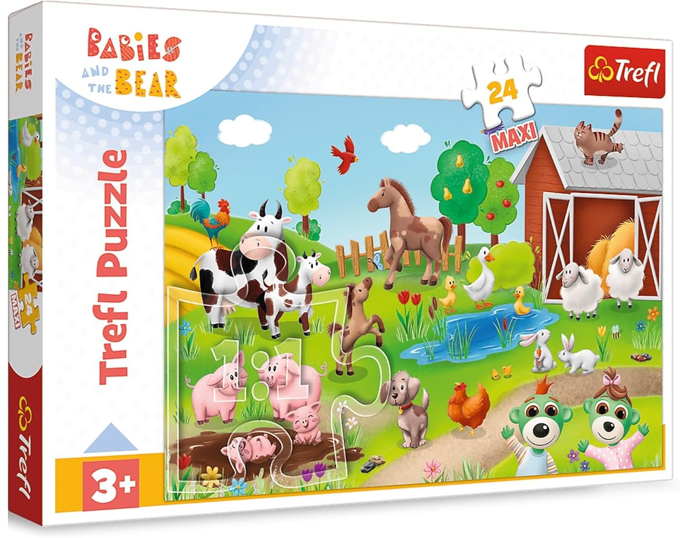 Puzzle 24 Maxi: Babies and the bear. Animale de la ferma - imagine 2