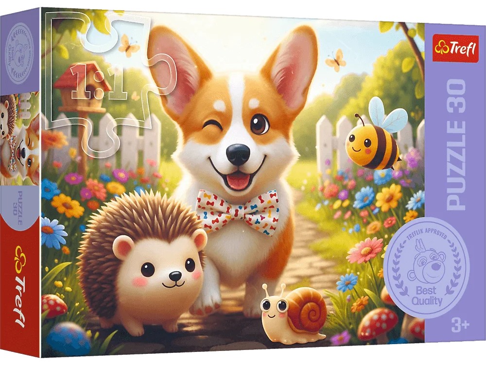 Puzzle Trefl din  30 piese - O zi cu corgi