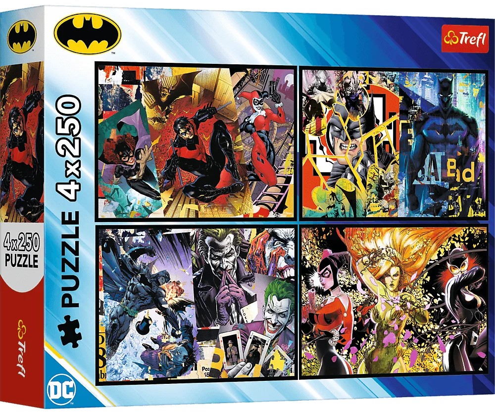 Puzzle Trefl din 4 x 250 piese - Batman în acțiune