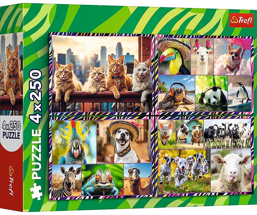 Puzzle Trefl din 4 x 250 piese - Animale amuzante