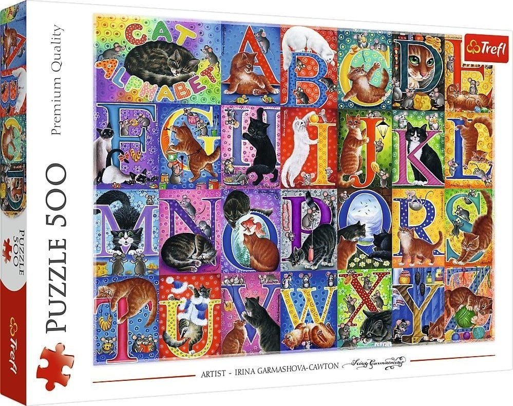 Puzzle Trefl din 500 piese - Alfabetul pisicii