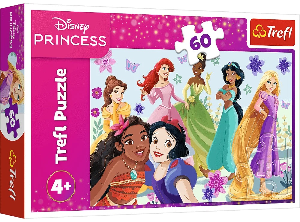Puzzle Trefl din 60 piese- Prințesele Disney în acțiune