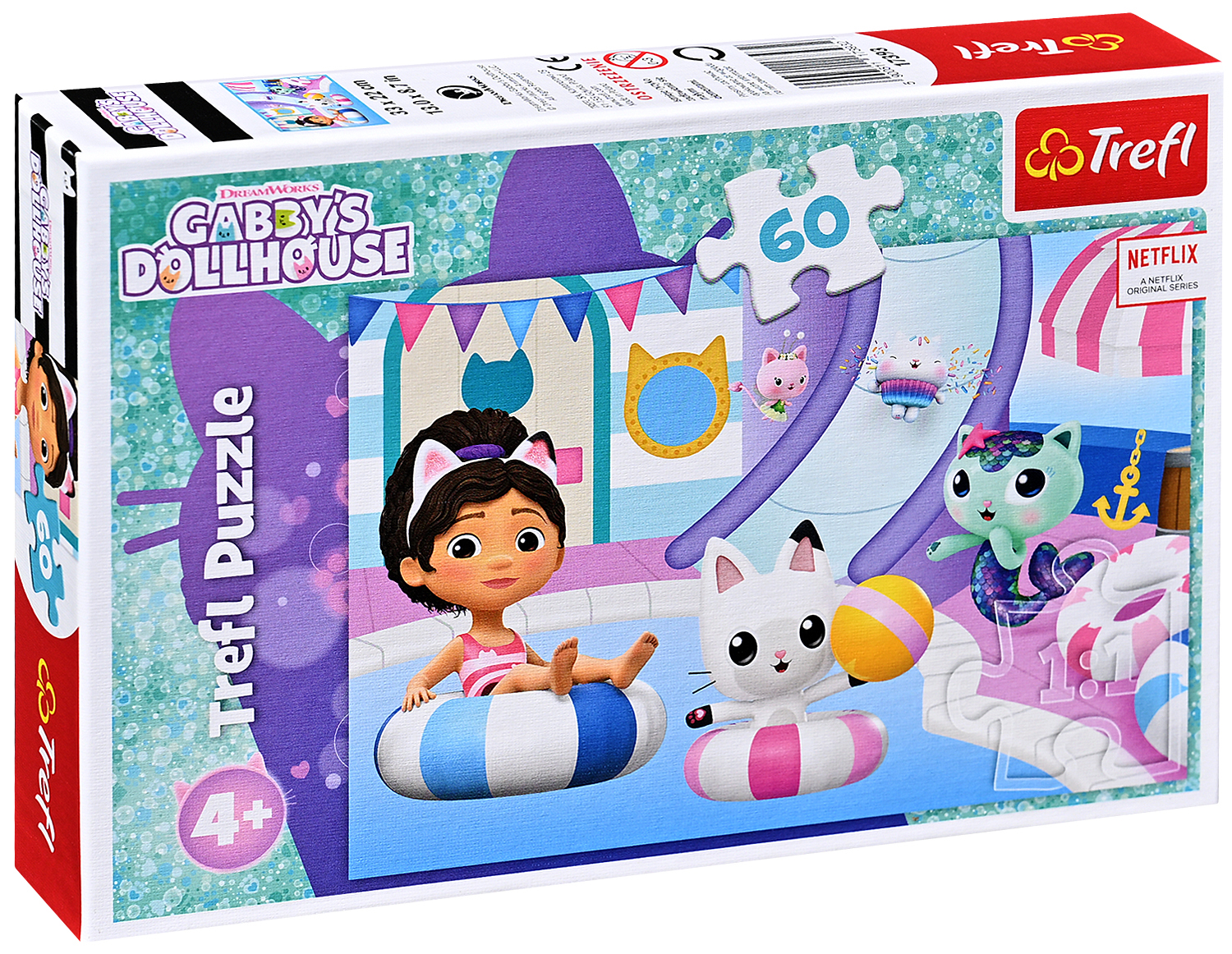 Puzzle Trefl din 60 de piese - Gabby în piscină