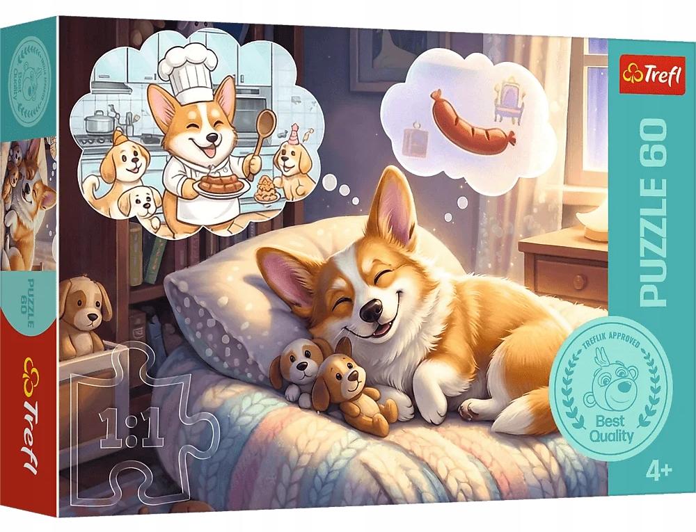 Puzzle Trefl din  60 piese - Corgi în tărâmul viselor