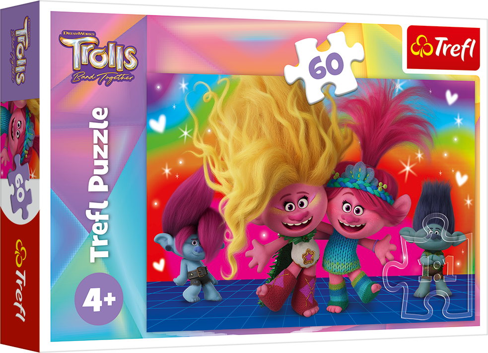 Puzzle Trefl din 60 de piese - Troli prietenoși