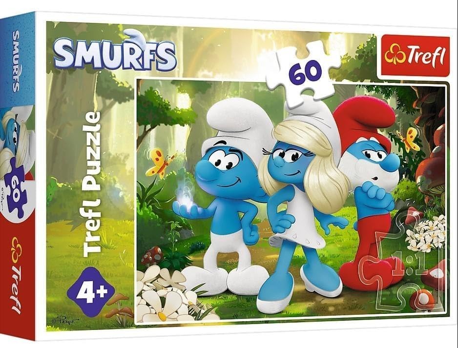 Puzzle Trefl din 60 piese - Ștrumfii: Pădurea fermecată