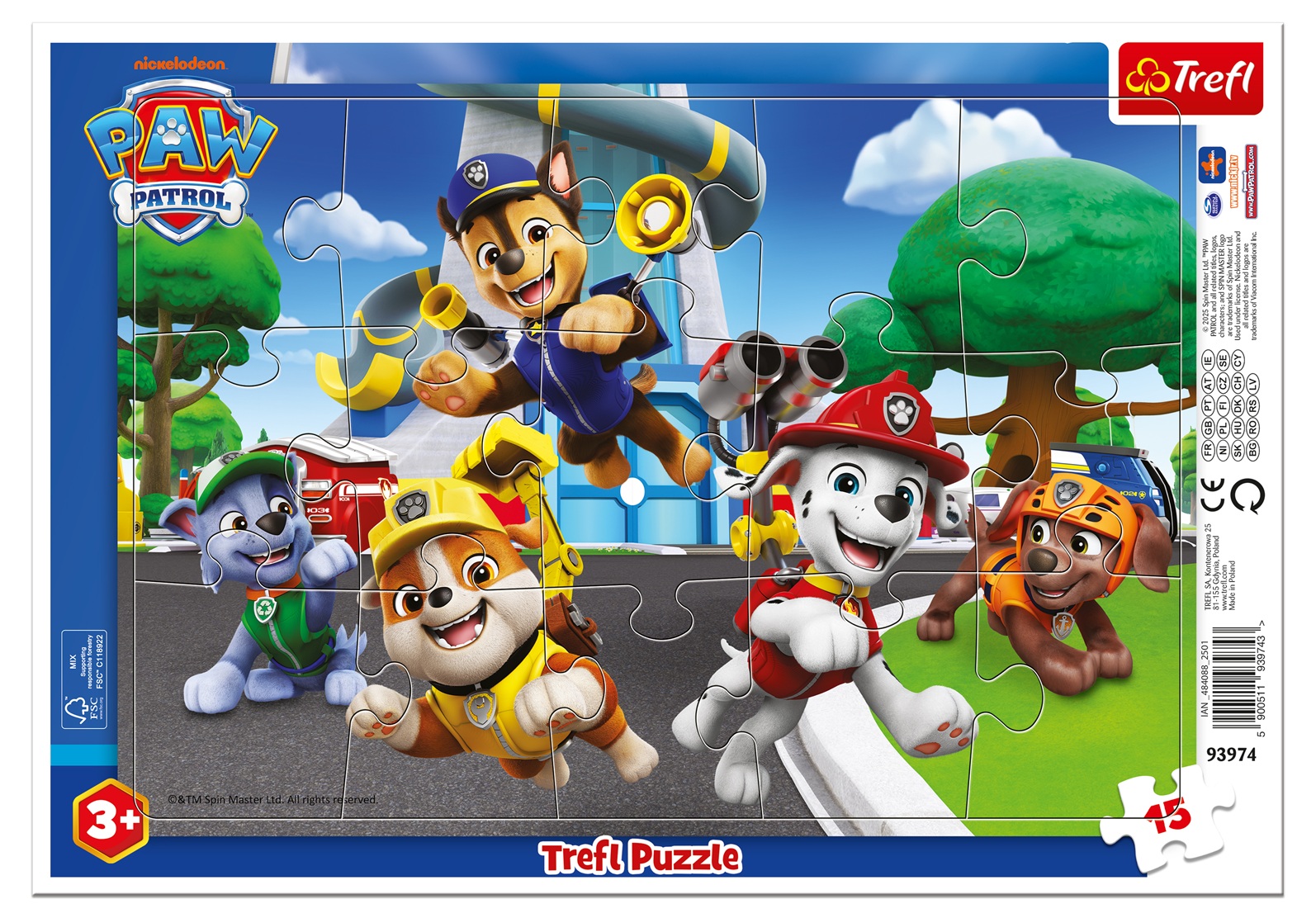Puzzle în ramă Trefl de 15 piese - Patrula Cățelușilor