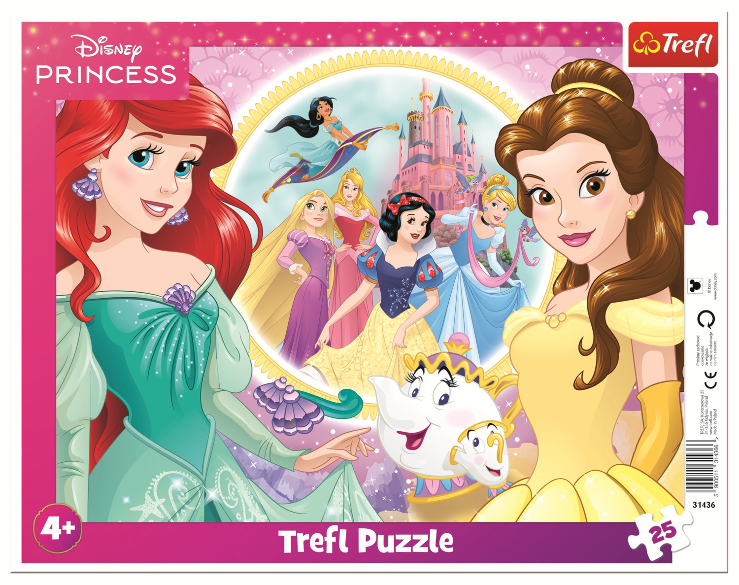 Puzzle în ramă Trefl din 25 piese - Prințesele Disney