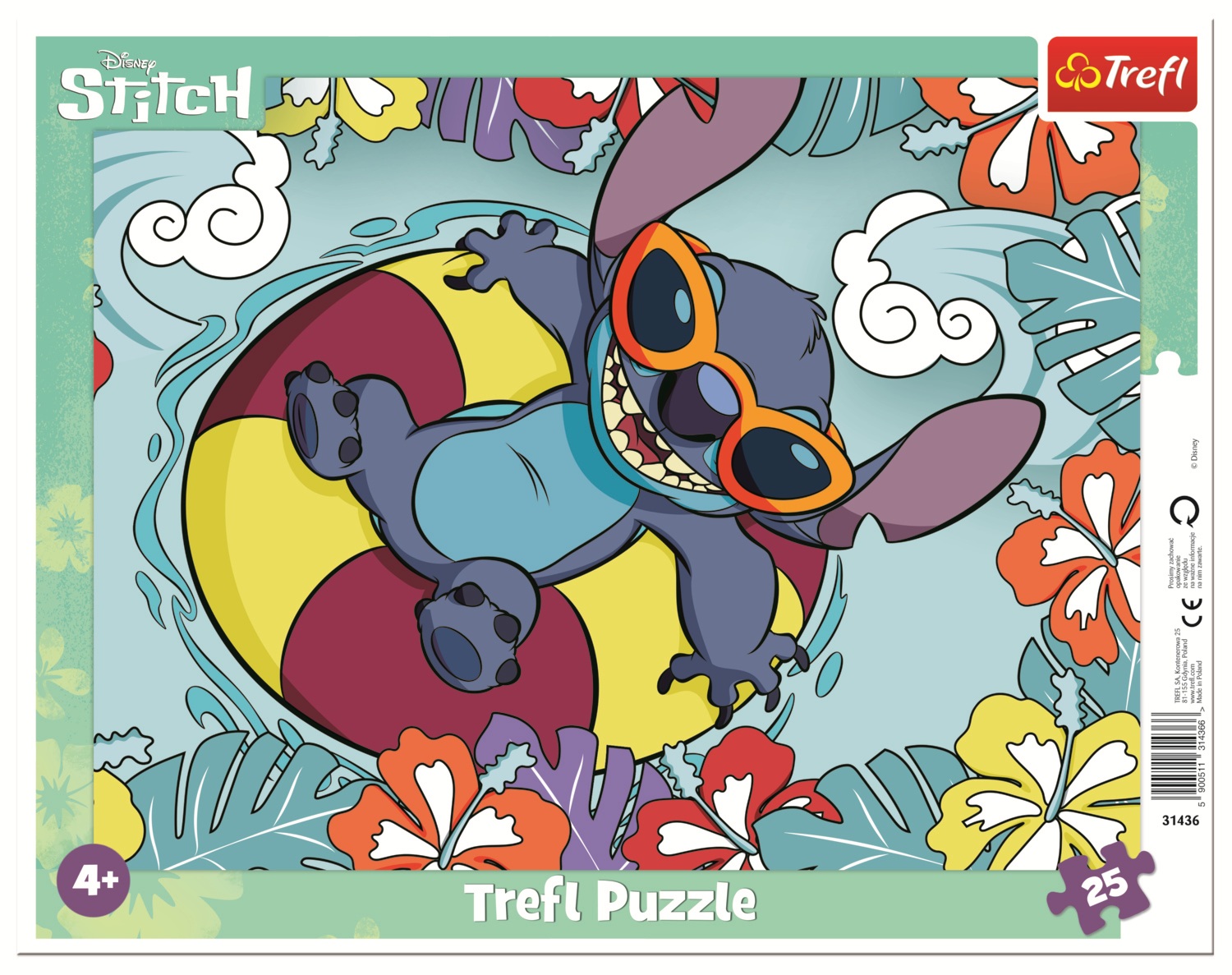 Puzzle în ramă Trefl din 25 piese - Stitch cu colac