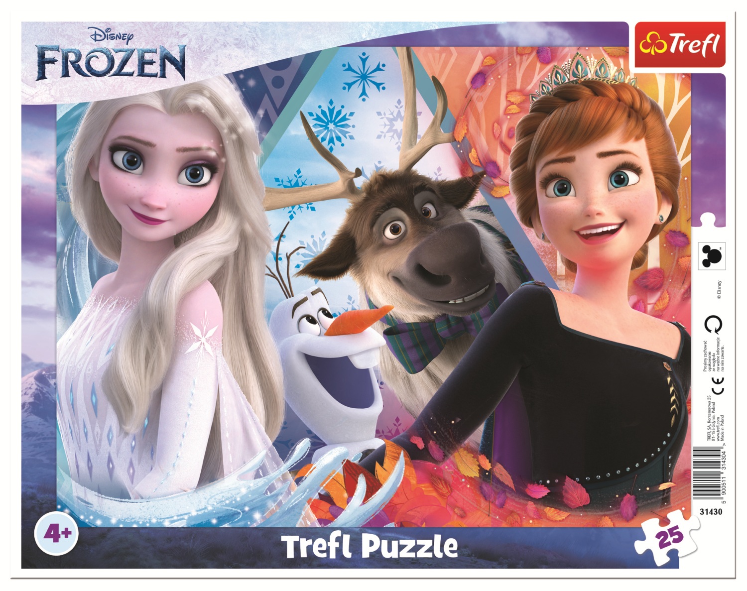 Puzzle în ramă Trefl din 25 piese - Regatul de Gheață 2: Anna și Elsa