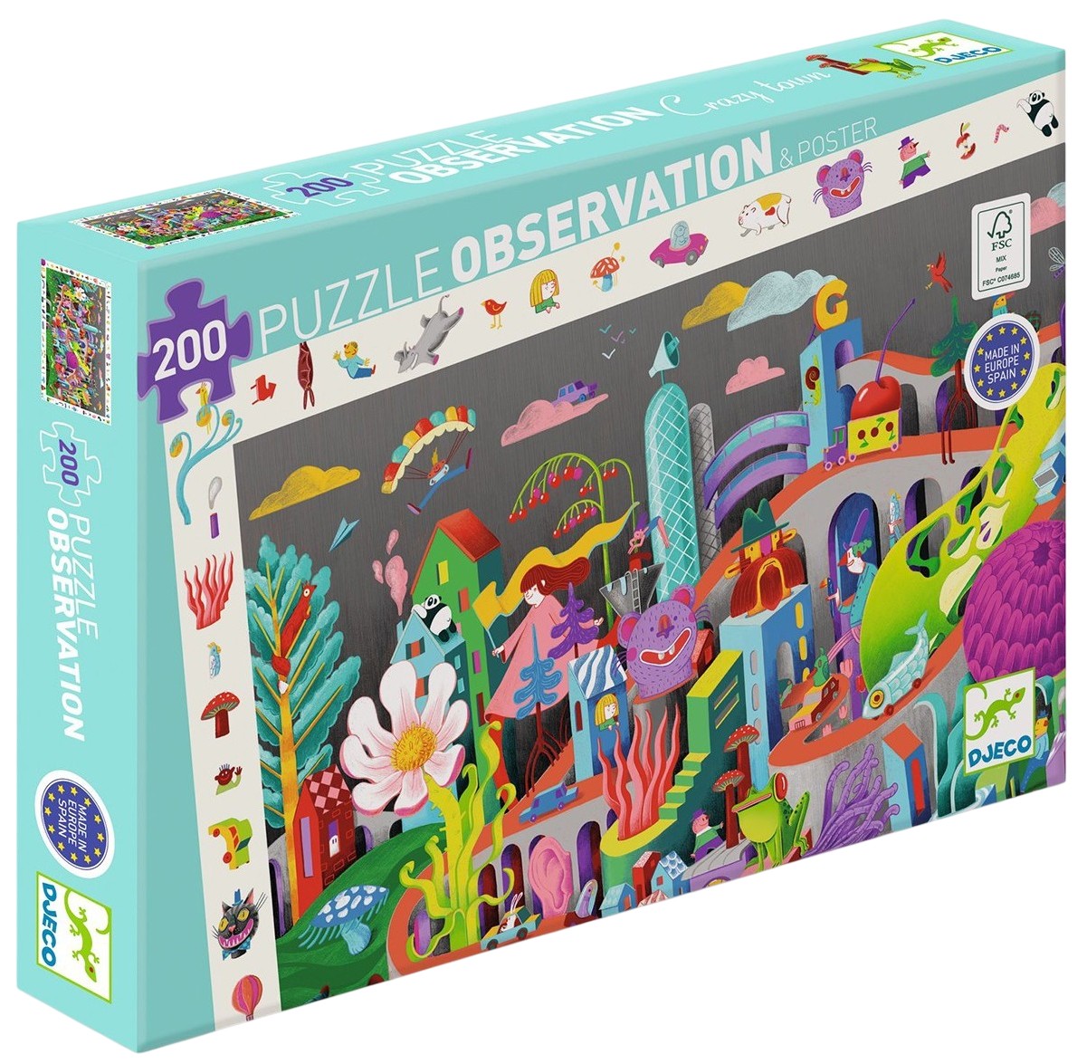 Puzzle de observație Djeco din 200 piese - Oraș nebun
