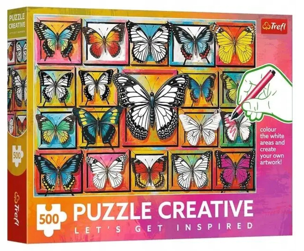 Puzzle de colorat Trefl din  500 piese - Colecția de fluturi