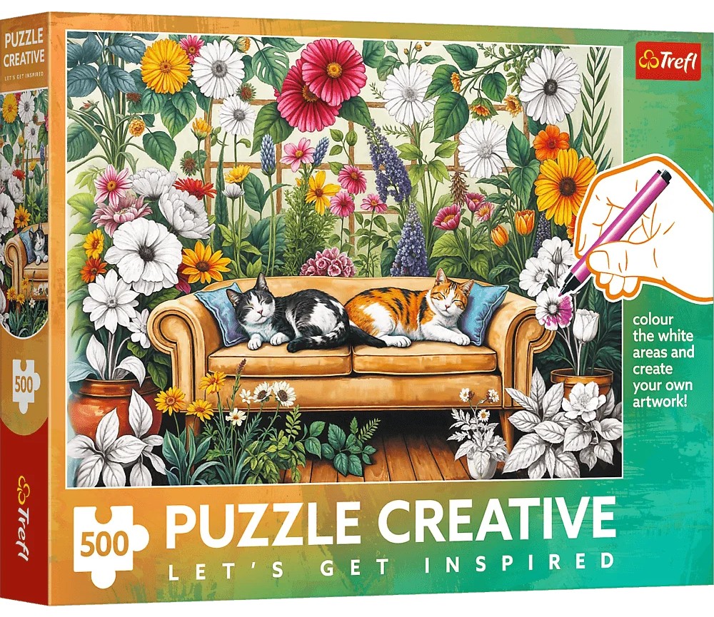 Puzzle de colorat Trefl din  500 piese - Seră pentru pisici