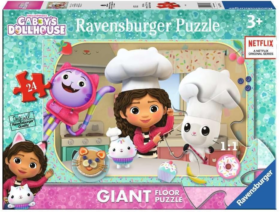 Puzzle pentru podea Ravensburger din 24 piese - Casa de păpuși a lui Gaby: În bucătărie